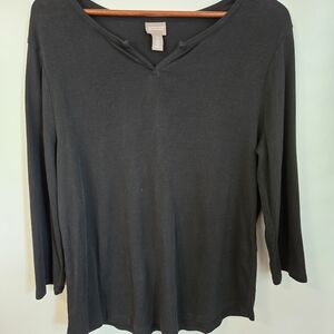 Chico's Black V-Neck Women's Top Size 2